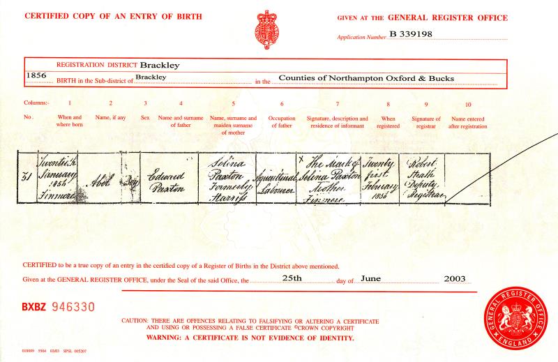 Abel Paxton birth